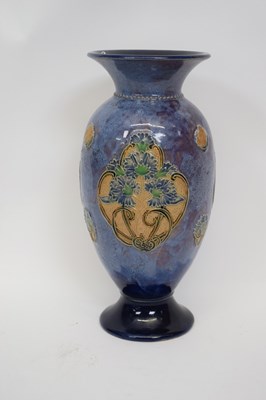 Lot 49 - A Royal Doulton vase the mottled blue ground...