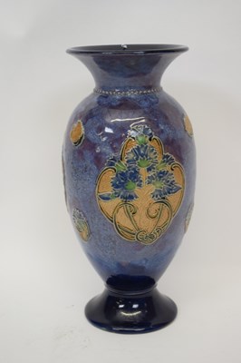 Lot 49 - A Royal Doulton vase the mottled blue ground...
