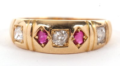 Lot 46 - A late Victorian 18ct ruby and diamond ring,...