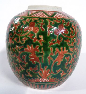 Lot 253 - Chinese porcelain ginger jar, the Famille Vert...