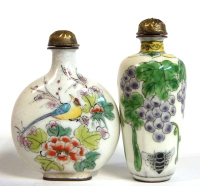 Lot 278 - Two Chinese enamel scent bottles with covers,...