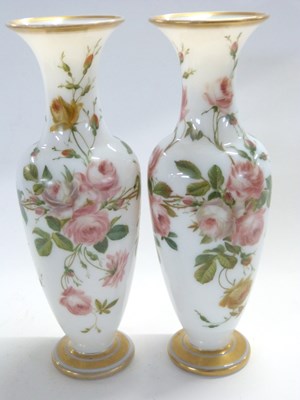 Lot 316 - A pair of late 19th Century milk glass vases,...