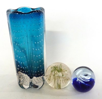 Lot 400 - An Art Glass vase together with two glass...