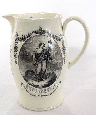 Lot 376 - A late 18th Century cream ware jug decorated...