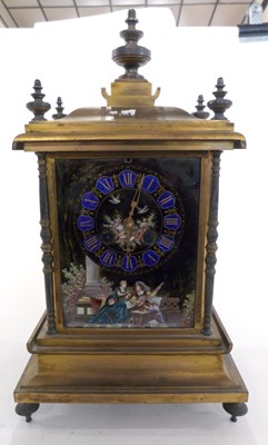 Lot 387 - A mantel clock with painted dial with battery...