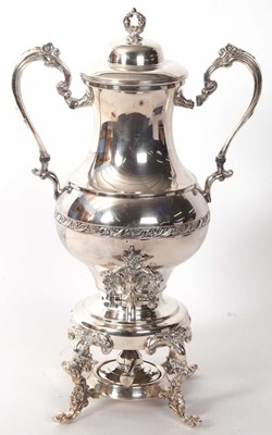 Lot 391 - A large samovar silver plated tea urn, in twin...