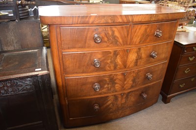 Lot 597 - A Victorian mahogany bow front chest of five...