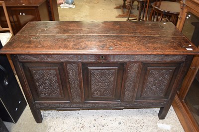 Lot 661 - Large 18th Century oak coffer with three...