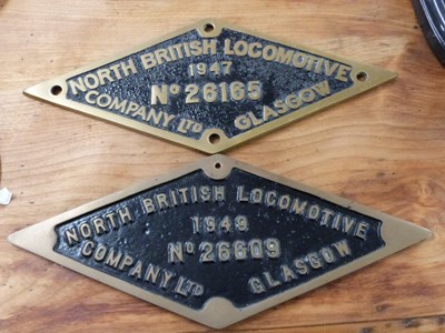 Lot 665 - Railway Interest - Two brass plaques for the...