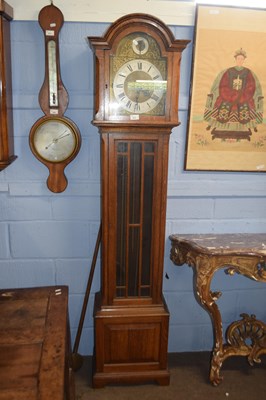 Lot 672 - A 20th Century oak cased grandmother clock...