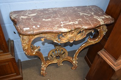 Lot 673 - A marble topped gilt wood framed console table...