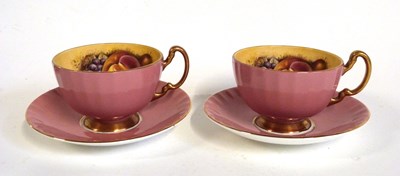 Lot 470 - Two Aynsley cups and saucers with pink...