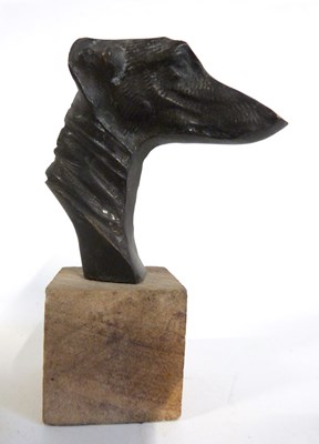 Lot 472 - A metal figure of a greyhound head mounted on...