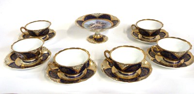 Lot 457 - A continental porcelain part tea set with...