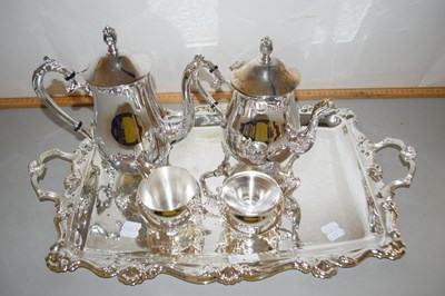 Lot 3 - Silver plated tea and coffee set with tray