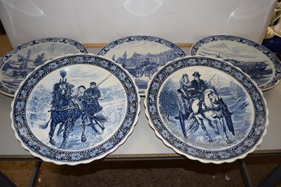 Lot 14 - A collection of five large modern Delft charges