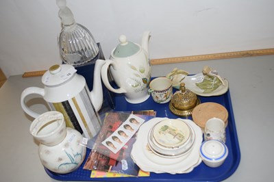 Lot 16 - A tray of mixed items to include coffee pots,...