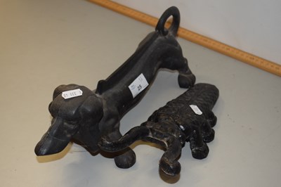 Lot 25 - A Dachshund shape cast iron boot scraper and a...