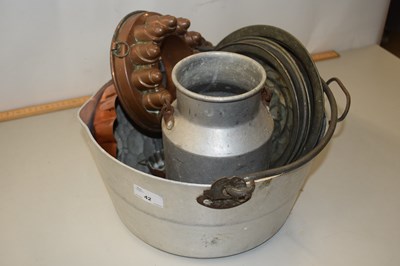 Lot 42 - An aluminium preserve pan, various jelly...