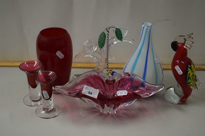 Lot 54 - Mixed Lot: Various Art Glass vases, parrot...