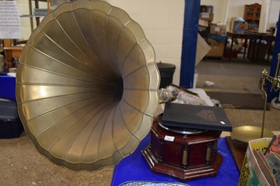 Lot 163 - A gramophone with brass horn together with a...