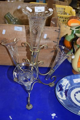 Lot 174 - Three branch clear glass and silver plated...