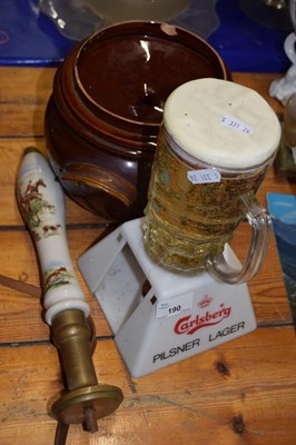 Lot 190 - Mixed Lot: Ceramic beer tap, a Carlsberg bar...