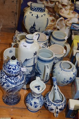 Lot 198 - Mixed Lot: Modern Delft tankard, vases and...