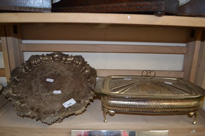 Lot 530 - Silver plated serving tray, covered vegetable...