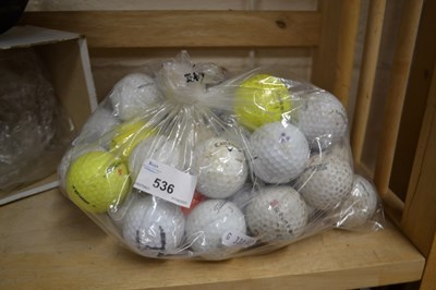 Lot 536 - Bag of assorted golf balls