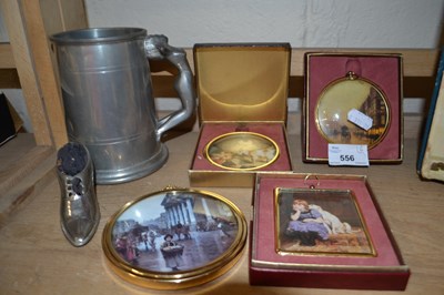 Lot 556 - Mixed miniture pictures, pewter tankard etc