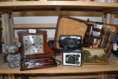 Lot 571 - vintage mantle clock, travelling vanity set,...