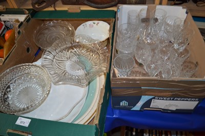 Lot 573 - Two boxes drinking glasses, meat plates etc