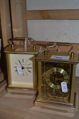 Lot 655 - Two brass carriage clocks