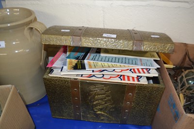 Lot 682 - Brass and copper bound coal scuttle together...