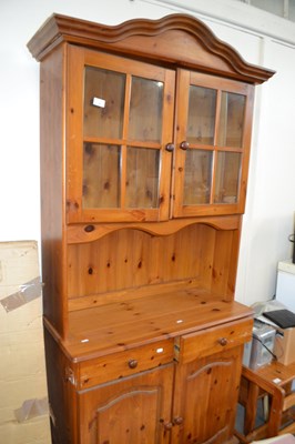 Lot 728 - Pine dresser with glazed door above, drawers...