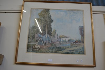 Lot 749A - Boats on a river reproduction print framed and...