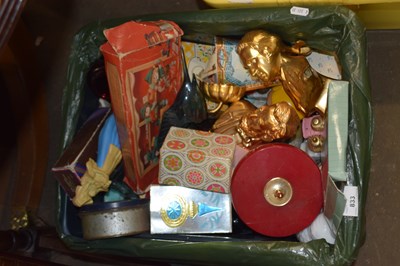 Lot 833 - Mixed box of decorative items and Avon glass...