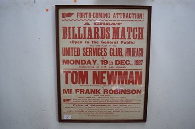 Lot 1 - Advertising poster - A great billiards match...