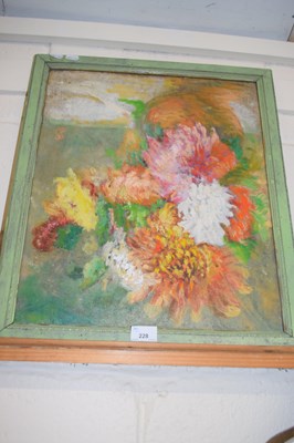 Lot 228 - Oil on board stusy of flowers