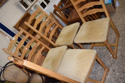 Lot 320 - Set of four modern light oak dining chairs