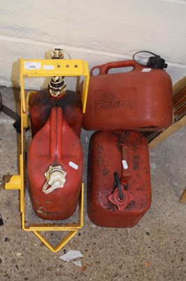 Lot 355 - Mixe lot of assorted fuel cans, wheel lock etc