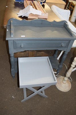 Lot 914 - Grey painted side table and a further tray top...