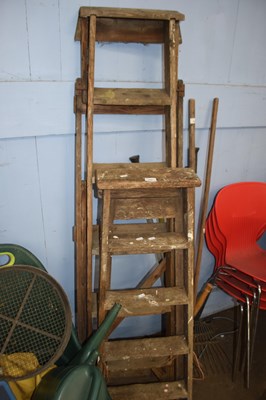 Lot 926 - Two folding wooden step ladders