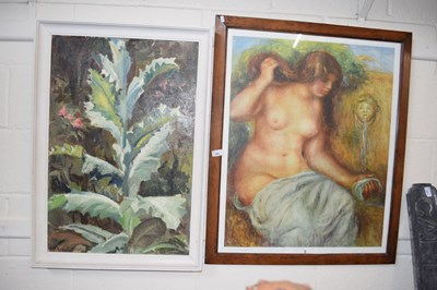 Lot 935 - After Renoir coloured print and a further oil...