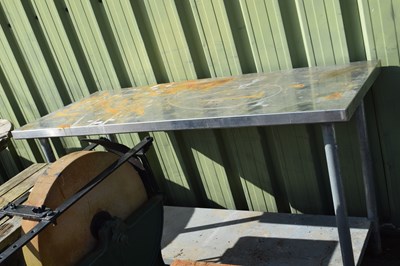 Lot 377 - Steel two tier kitchen table