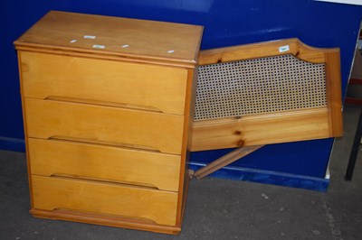 Lot 990 - Headboard and four drawer bedroom chest (2)