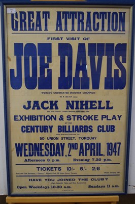 Lot 6 - Snooker advertising poster - First visit of...