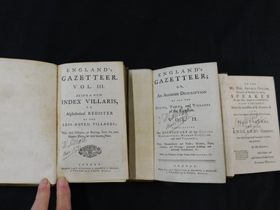 Lot 259 - 3 Vols "English Gazetter" 1751, signed J M...