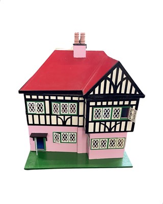 Lot 362 - A scratchbuilt, hand-painted dolls house, with...